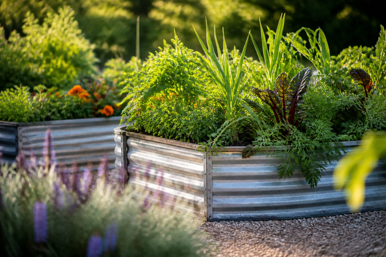 Bancales elevados con reciclados: jardines accesibles