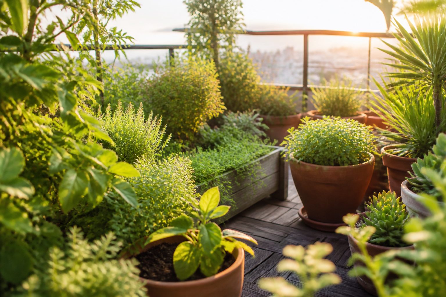 Capas en macetas para mini-jardines urbanos